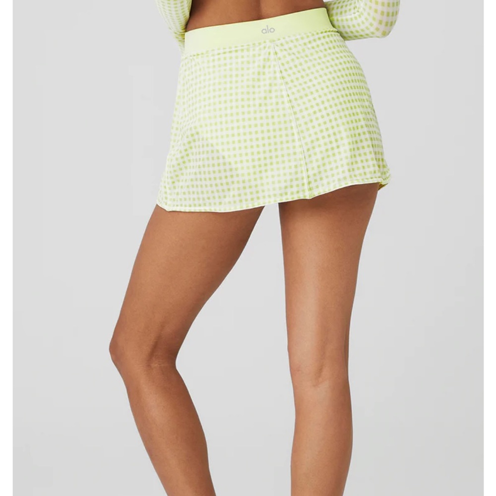 ALO Yoga Light Green Gingham Mini Skirt - Picture 4 of 5